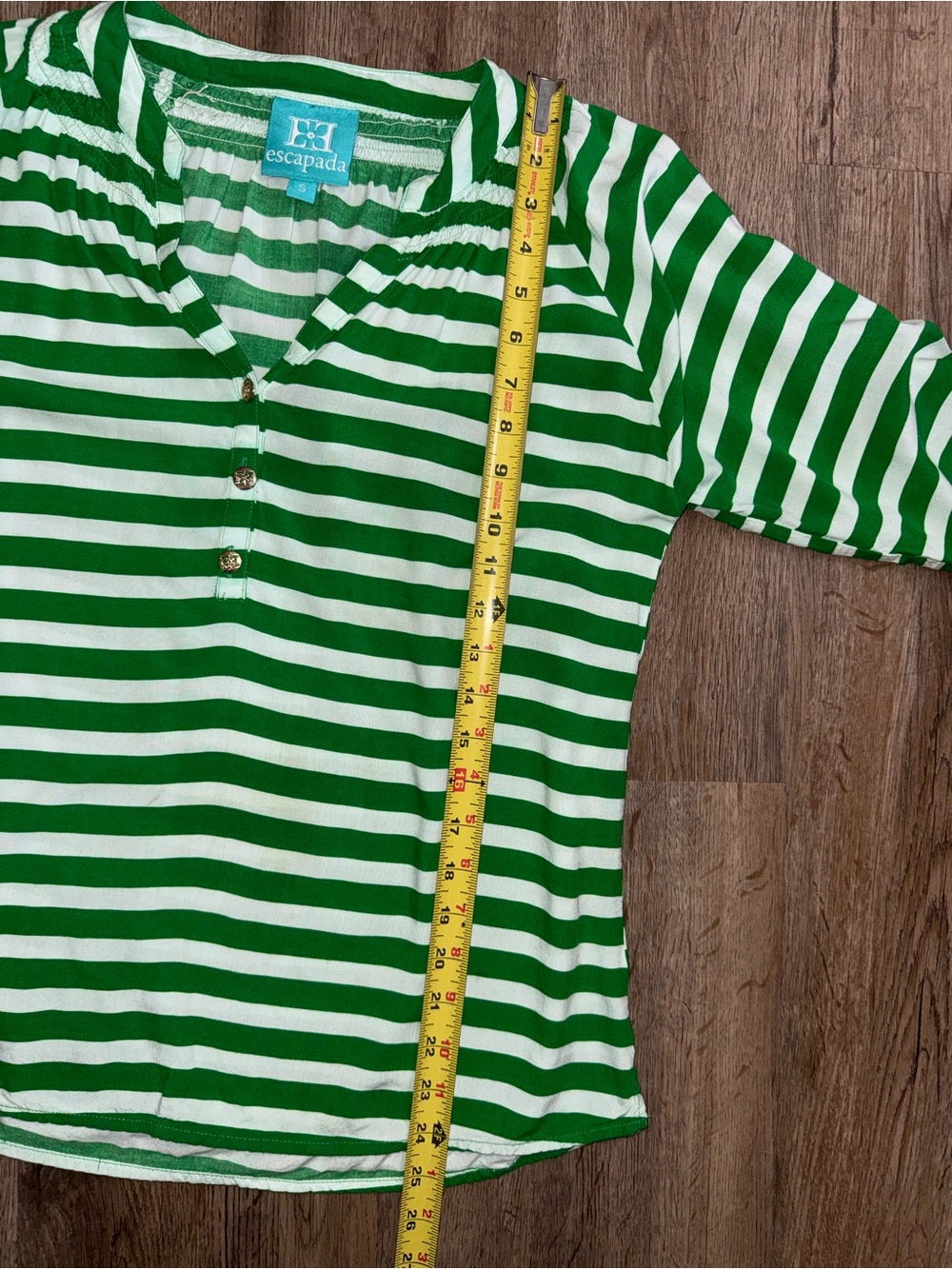 Escapada Green Stripe Tunic Top – Size Sm - Picture 9 of 14